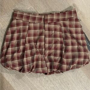 Plaid Bubble Mini Skirt